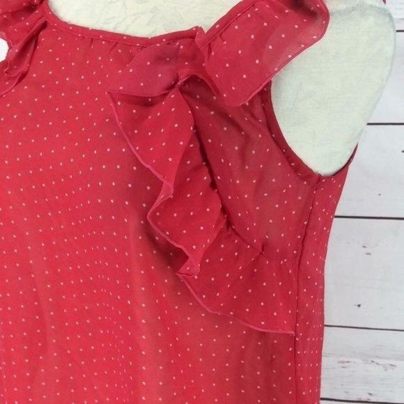 Old Navy Red Polka Dotted Ruffle Sleeve sleeveless medium Blouse - Picture 4 of 6